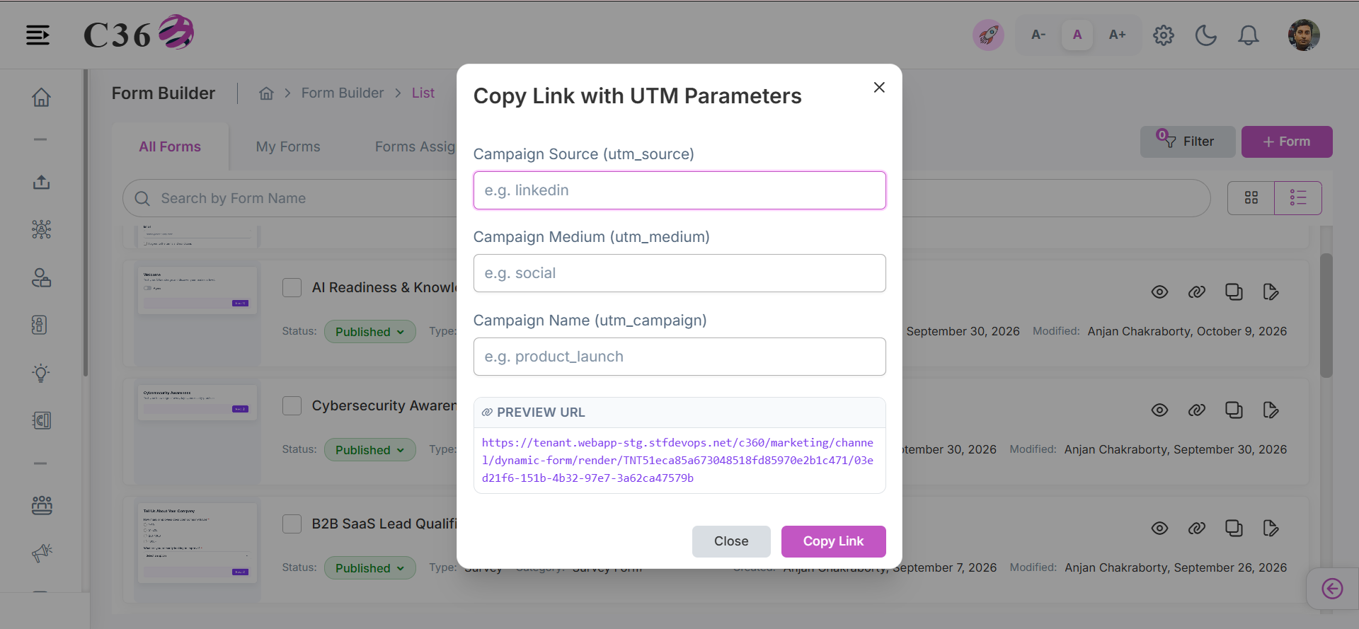Copy Form Link
